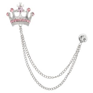Unique Bargains Crown Hanging Chain Brooch Rhinestone Suit Pins - 1 of 4