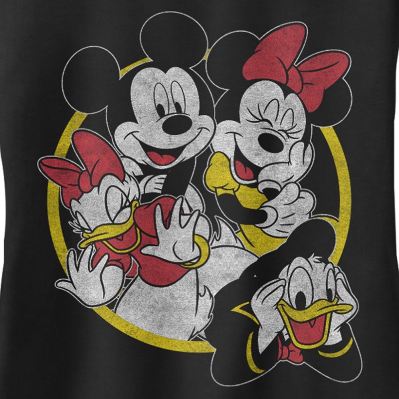 Juniors Womens Mickey & Friends Distressed Group Circle Racerback Tank Top, 2 of 6