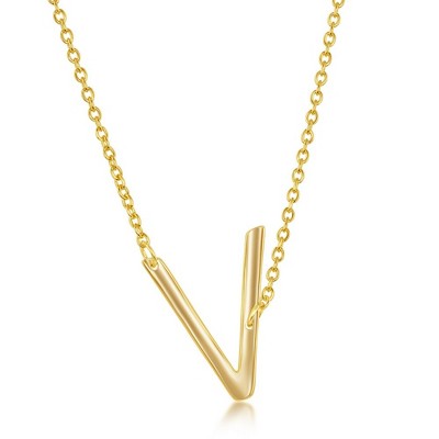 Bella Silver Sterling Silver Sideways Initial 18" Pendant Necklace - Available Colors: Silver, Gold