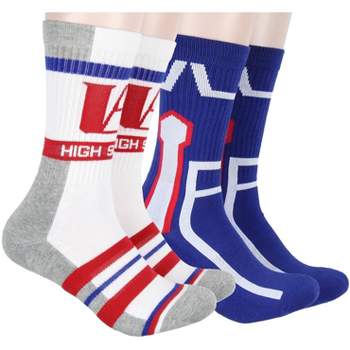 My Hero Academia Socks UA High Design 2 Pack Athletic Adult Crew Socks Multicoloured