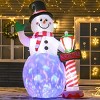 ChicFurnit Inflatable Holiday Decorations 8FT Christmas Snowman with North Pole Sign Inflatable for Holiday Yard Display, White, 64.5"*40.5"*94.5" - 2 of 4