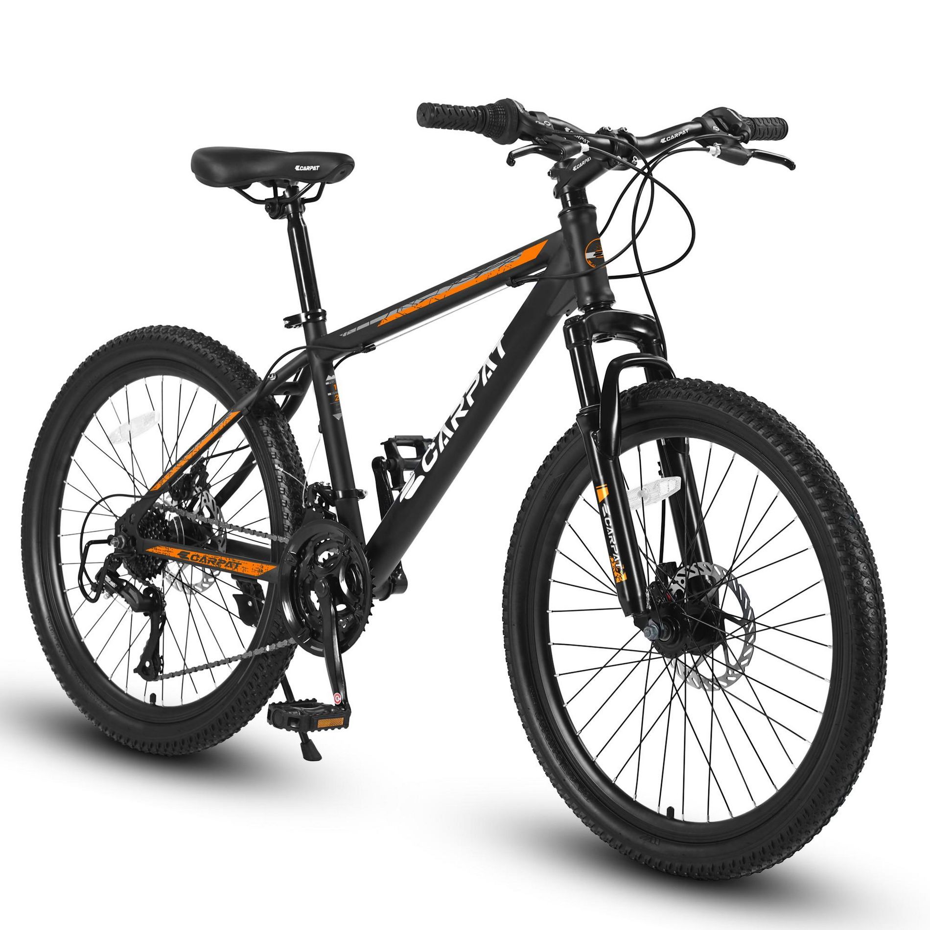 NAYSAYE Bicycle 26 Inch Mountain Bike 21 Speed Mechanical Disc Brakes Suspension MTB for Adults, Orange, 71"*25"*39.3"