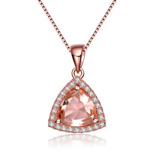 Guili Rose Gold Overlay Necklace with Champagne Cubic Zirconia Triangle Design, A Modern and Sophisticated Addition to Your Jewelry Box - 1 of 3