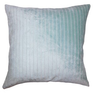 Light Blue Ticking Square Throw Pillow (20"x20") - The Pillow Collection: Luxury Damask Design, Feather Filled, Removable Cover - 1 of 3