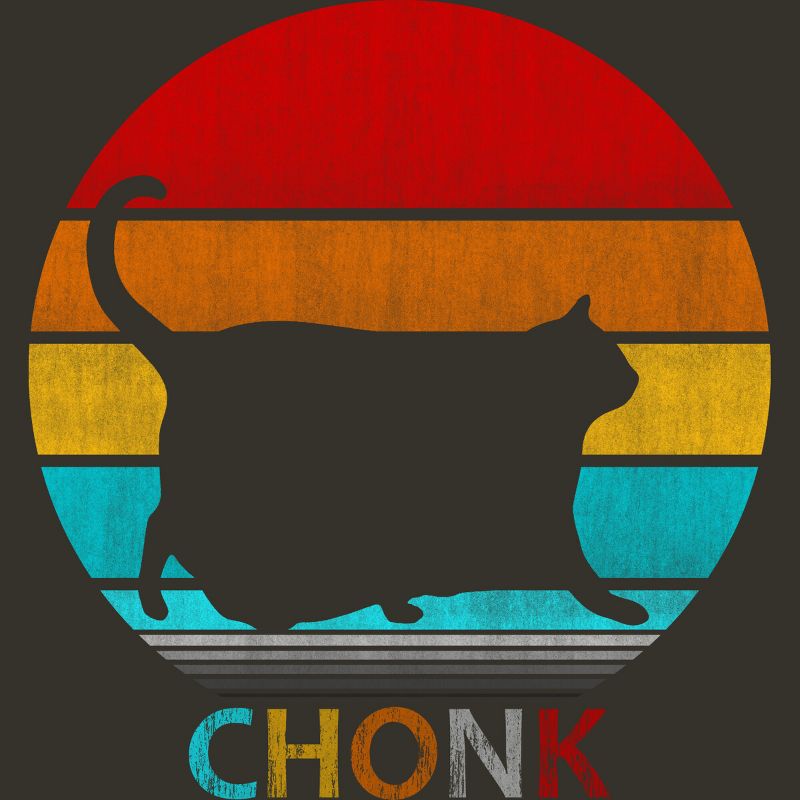 Junior's Design By Humans Vintage Chonk Cat Silhouette By ZeusSE T-Shirt, 2 of 4