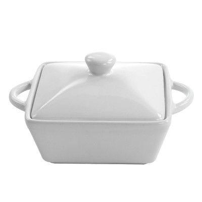 Gibson Stoneware Casserole with Lid in White