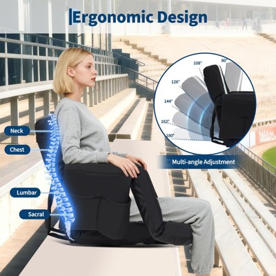 2Pcs Stadium Seats, 20.5in Cozy Bleachers Seat with Anti-Slip Mat & Large Pockets & Cup Holders, Portable Stadium Chair for Outdoor