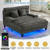 57" Modern Oversized Chenille Chaise Lounge Sofa Bed with Adjustable Backrest and RGB LED Light for Living Room-3irtyhousy - 3 of 4
