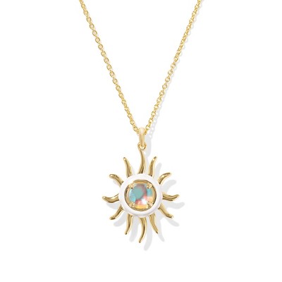 Kendra Scott Tobi Pendant Necklace - Dichroic Glass: 14K Gold Over Brass, Lobster Claw Clasp, 19" Length