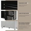 Kitchen Island with Drop Leaf, Solid Wood Top, Storage Cabinet, Drawers, Spice & Towel Rack, Adjustable Shelves, Mobile Prep Table for Dining Room - 4 of 4