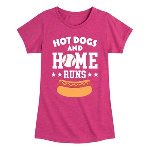 Girls' - Instant Message - Hot Dogs And Home Runs Fitted Short Sleeve Graphic T-Shirt - 1 of 4