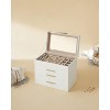 Jewelry Box Organizer with Glass Lid, 3-Layer Jewelry Storage, with 2 Drawers, Modern Style - 3 of 4