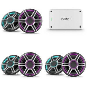 Garmin Fusion 3 Pairs Apollo AP-FL88SPG 8.8" LED Marine Speakers Sport Grills, Gray, Pair with Fusion MS-AP61800 150w per channel RMS @4ohm Apollo ... - 1 of 4
