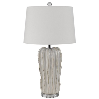 HomeRoots 28" Nickel Glass Novelty Table Lamp With White Empire Shade