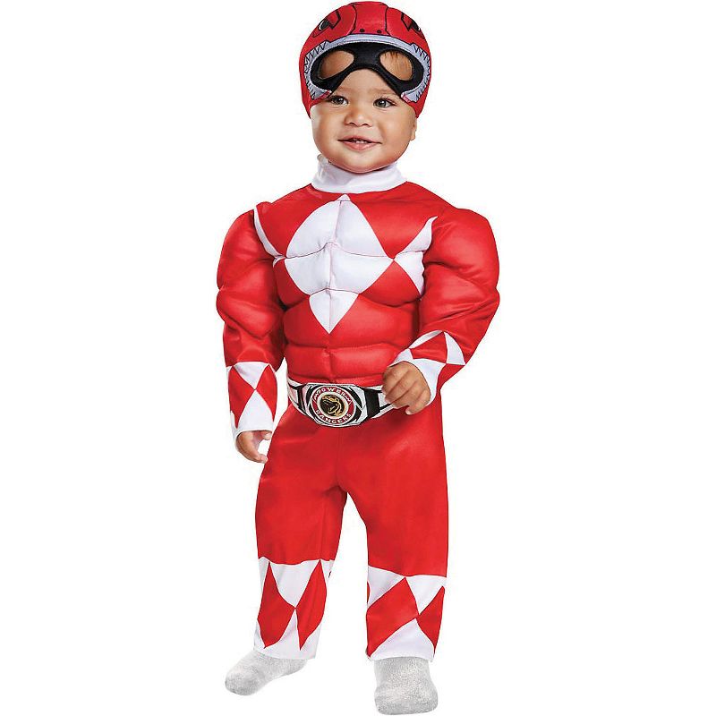 Toddler Boys' Mighty Morphin Red Ranger Muscle Jumpsuit, 2 of 3