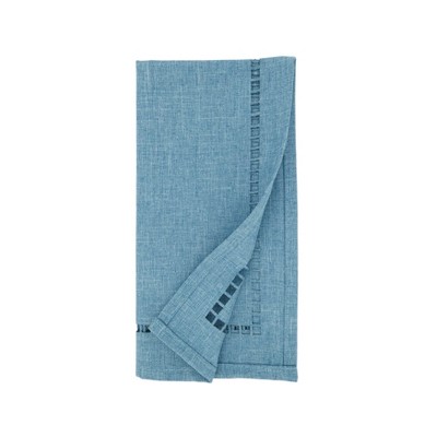 Denim Blue Laser-Cut Hemstitch 20" Square Napkin Set