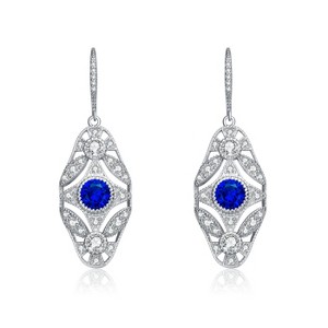 Guili Sterling Silver White Gold Plated Wreath Leverback Earrings with Colored CZ, Designed for a Touch of Classic Beauty and Timeless Sparkle - 1 of 3