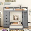 Grungis Twin over Twin Loft Bed with LED Light and USB Port,Bunk Bed with Drawers and Shelves and Desk,Loft and Bunk Bed for Bedroom - 2 of 4