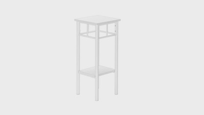Elegant 28" White Square Metal & Wood 2-Tier Accent Table