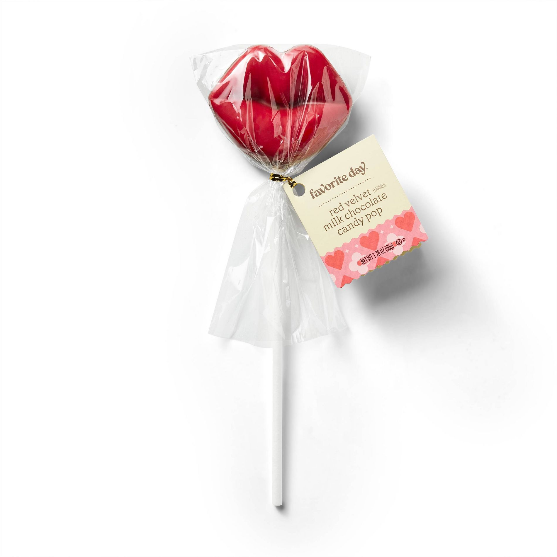 Valentine's Lip Shaped Red Velvet Flavored Milk Chocolate Pop Candy - 1.76oz - Favorite Day™