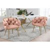 Modern Velvet Upholstered Accent Chairs with Gold Metal Legs, Turquoise Set of 2 Leisure Vanity Chairs for Bedroom - 2 of 4