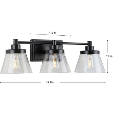 Matte Black Steel 3-Light Dimmable Bath Vanity Fixture