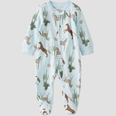 Image of Baby Organic Cotton Creek Rib Sleep N' Play - little planet by carter's Blue 9M