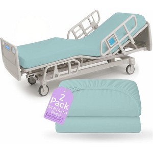 Fitted Hospital Bed Sheets - Cotton Rich Soft Knitted Jersey Sheet 36” x 84” x 12" - 1 of 4