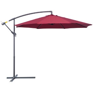 Aghana Digitals 10' Red Cantilever Patio Umbrella: UV/Water Resistant, 360° Crank Lift, Steel Frame - 1 of 4