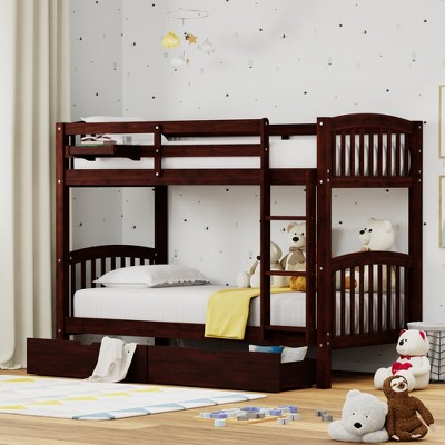 Glenwillow Home Arca Solid Wood Twin Over Twin Bunk Bed, Hanging ...