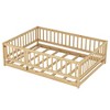 Zeus & Ruta Wood Floor Bed with Safety Fence & Door, Slat Support for Kids - 2 of 4