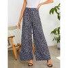 Women's Wide Leg Pants Casual Palazzo Flowy Pants Elastic High Waist Lounge Drawstring Long Trousers - 2 of 4