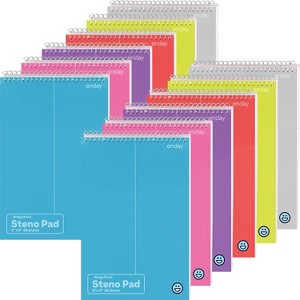 Steno Pads Spiral 6 x 9 inches, Gregg Rule White Paper, 80 Sheets Steno Notebook for writing in Pink, Purple, Green, Blue, Red, Grey, Color May Vary - 1 of 4