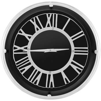 Costway 17.5/13.5 Inch Silent Wall Clock with Silver Frame Silver Roman Number Glass Cover