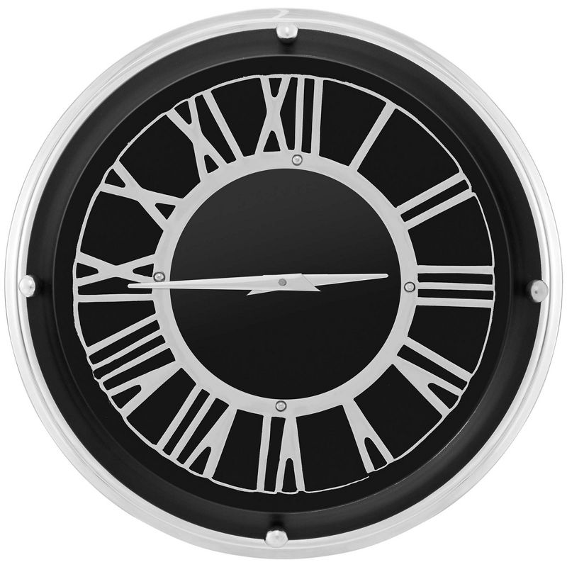 Costway 17.5/13.5 Inch Silent Wall Clock with Silver Frame Silver Roman Number Glass Cover, 1 of 10