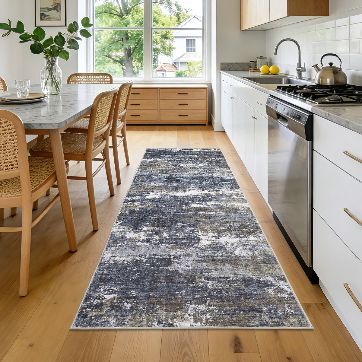Garvee Abstract Washable Area Rug, Modern Low-Pile Stain Resistant Indoor Rugs for Living Room Bedroom, Soft Foldable Accent Rug - thumbnail 2