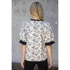 Women's Rose Jaquard Contrast Ruffle Top - voy - 3 of 4