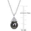EVERLY JEWELRY | Sterling Silver 8-9 mm Black Tahitian Cultured Pearl Fashion Pendant With Chain, 18-inch - 2 of 4