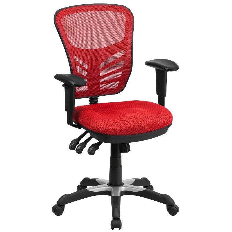 Emma and Oliver Mid-Back Mesh Triple Paddle Swivel Ergonomic Office Chair with Adjustable Arms, 1 of 12