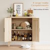 COZONY Small Rattan Storage Cabinet, Boho Sideboard Buffet w/ 2 Doors, Adjustable Shelf, Wood Credenza for Entryway, Living Room, Oak - 3 of 4