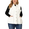 Agnes Orinda Women's Plus Size Button-Down Flat Lepel Denim Sleeveless Raw Hem Vests - 2 of 4