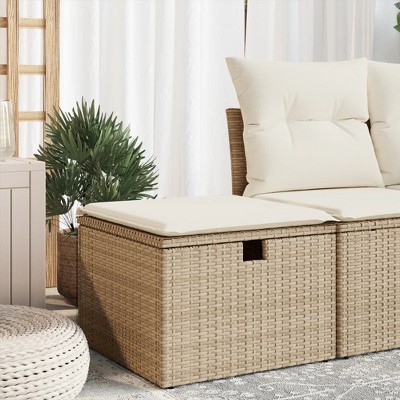 Garden Stool Black PE Rattan Small Water-resistant materialsvidaXL
