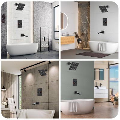 Matte Black Wall Mounted Rain Shower Faucet Set