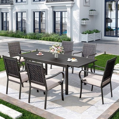 Captiva Designs 7pc Steel Outdoor Patio Dining Set: Weather-Resistant, Rust-Resistant with Cushions