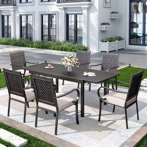 Captiva Designs 7pc Steel Outdoor Patio Dining Set: Weather-Resistant, Rust-Resistant with Cushions - 1 of 4