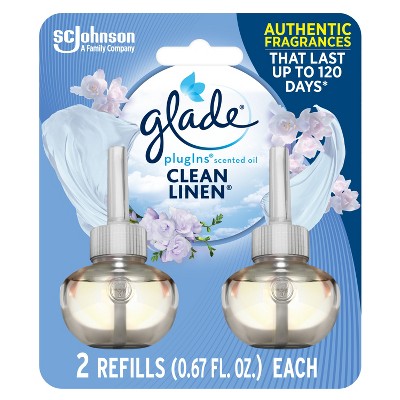 Glade PlugIns Scented Oil Air Freshener Refills - Clean Linen - 1.34oz/2pk