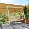 Outsunny 3 Seat Wooden Porch Swing with Stand, Patio Swing Chair with Side Tables, Natural Wood - image 3 of 4