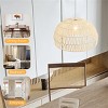 Angel Sar Height-Adjustable Farmhouse Pendant Light, Hand-Woven Rattan Paper Shade with 12-59 inch Adjustable Rope, E26 Socket Hanging Lamp - 4 of 4