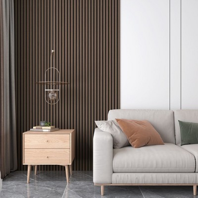 Walnut Acoustic Wood Slat Wall Panels, 94.49” x 12.6”