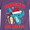 Girls' - Lilo and Stitch - Naughty Or Nice Christmas Fitted Short Sleeve Graphic T-Shirt - 2 of 4